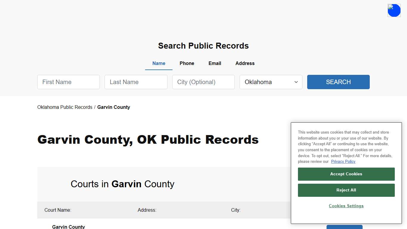 Garvin County, OK Public Court, Arrest and Inmate Records - ThePublicIndex